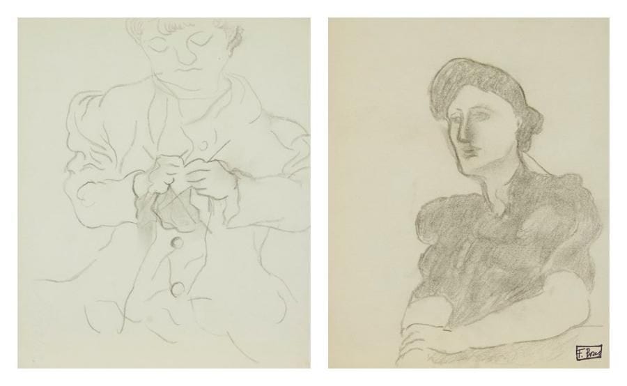 Francisco BORES [espagnol] (1898-1972)

Femme tricotant - Femme de trois-quarts
2 dessins au fusain.
L'un porte le cachet de l'atelier en bas à droite.
27 x 22.5 cm et 25 x 20 cm
