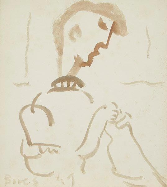 Francisco BORES [espagnol] (1898-1972)

Femme à la couture, 1949
Dessin au lavis.
Signé et daté en bas à gauche.
28 x 25 cm
