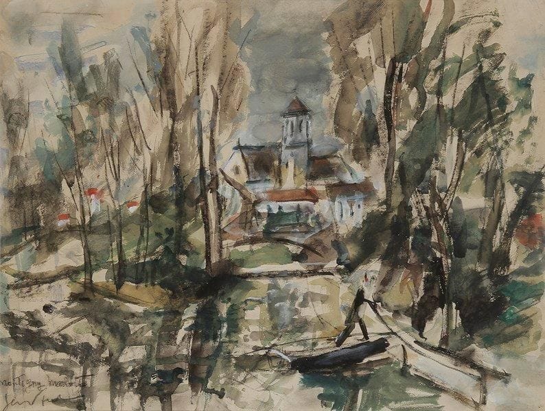 GEN-PAUL (1895-1975)

L'église de Montigny sur Loing, vers 1927
Aquarelle.
Signée et située en bas à gauche.
47 x 62 cm
Nous remercions Monsieur Julien Roussard de nous avoir aimablement confirmé l'authenticité de ce tableau d'après photographie.