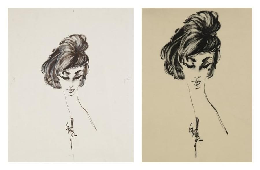 GUIRO (XXe siècle)

Ligne oblique, 1967
Dessin à l'encre et gouache.
Signé et daté en bas au milieu.
On joint la photogravure.
45.5 x 39 cm
Provenance: 
Ancienne archives de la maison Guillaume.
Dessin reproduit dans l'Officiel de la mode pour la coiffure.