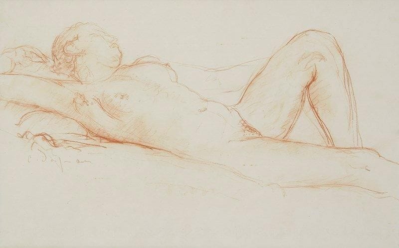 Charles DESPIAU (1874-1946)

Femme nue alanguie
Dessin à la sanguine sur vélin.
Signé sous le sujet à gauche.
22 x 35 cm
Provenance: 
Ancienne galerie Marcel Guiot, Paris.
