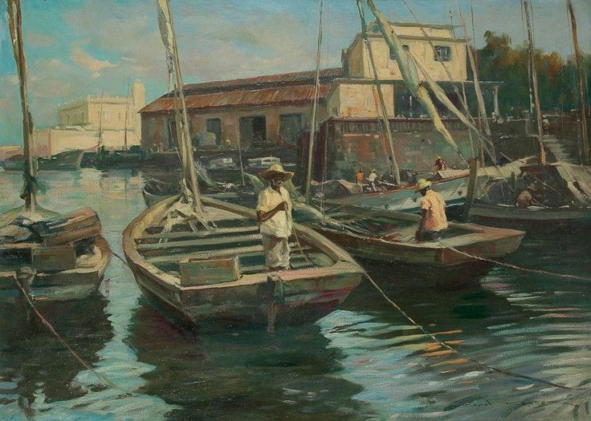 Karol KOSSAK (1896-1975)

Brésil, le Port de Bahia
Huile sur toile.
Signée en bas à droite.
Titrée au dos.
70 x 100 cm