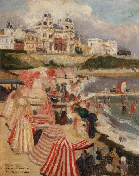 Gaston BALANDE (1880-1971)
Royan, la plage animée, 1915                    
Huile sur toile.
Signée, datée, dédicacée et située en bas à gauche.
62 x 50 cm
