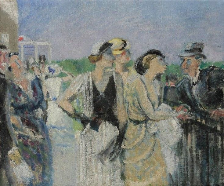 Maurice TACQUOY (1878-1952)

Personnage à l'hippodrome de Caen, 1931
Huile sur toile.
Signée en bas à gauche.
Datée au dos.
46 x 55 cm