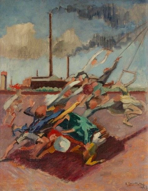 Boris TASLITZKY (1911-2005)

Étude pour le jeudi des Enfants d'Ivry, 1937
Huile sur toile.
Signée et datée en bas à droite.
81 x 65 cm

Bibliographie: 
Reproduit dans la catalogue en ligne des ?uvres de l'artiste, section Scènes de genre I.