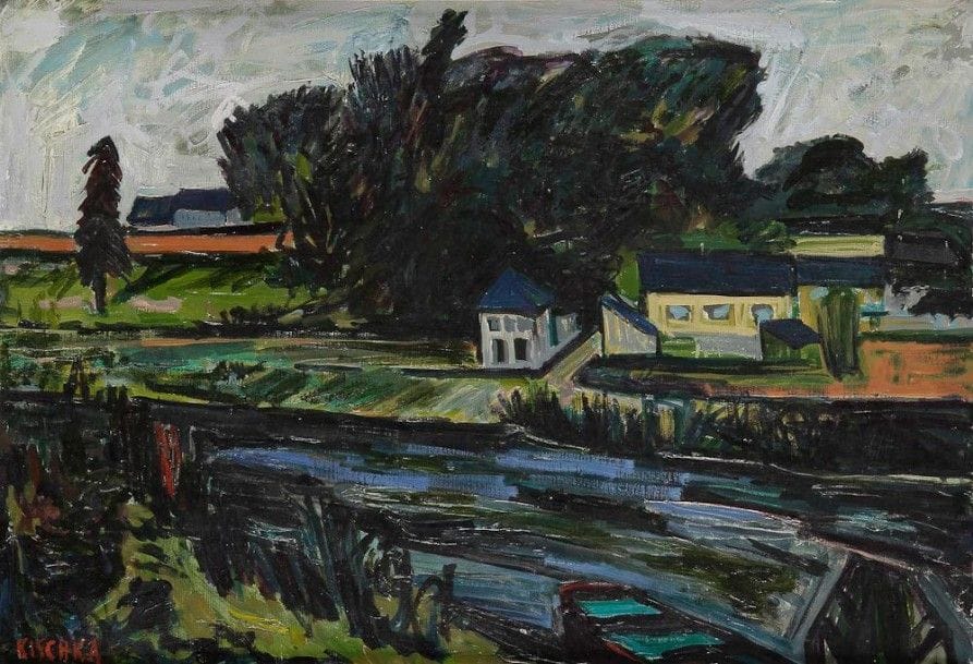 Isis KISCHKA (1908-1973)

La Roche-Foulques
Huile sur toile.
Signée en bas à gauche.
Signée, titrée et dédicacée à Roger Bezombes au dos.
38 x 56 cm