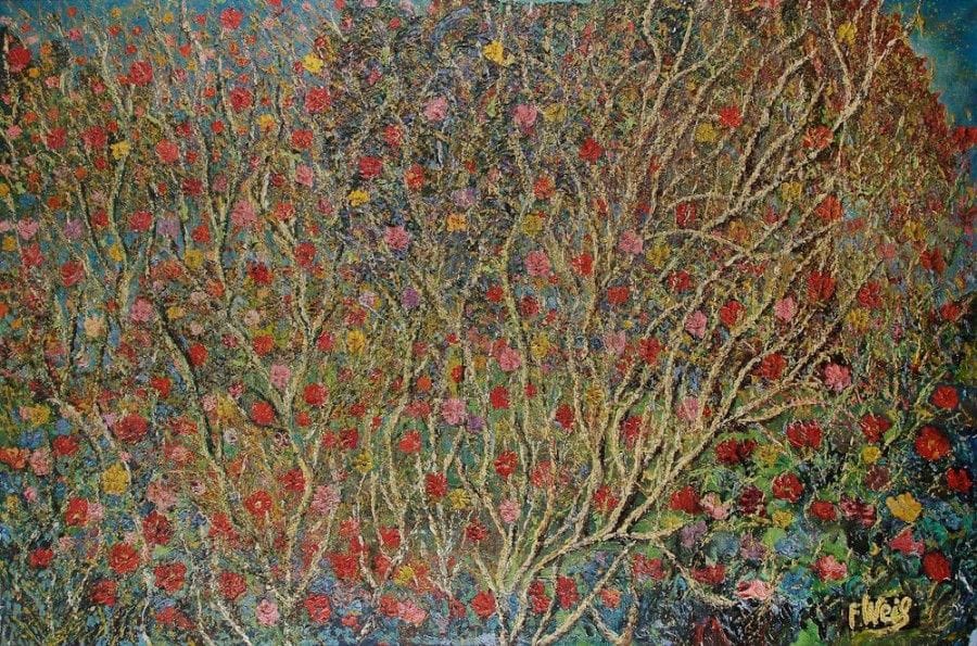 Fernand WEIL (1894-1958)

Feux d'artifice, 1956
Huile sur toile.
Signée en bas à droite.
Signée au dos.
Étiquette d'exposition illisible au dos.
130 x 195 cm