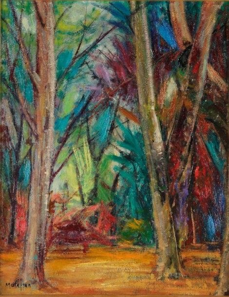 Zarech MUTAFIAN (1907-1980)

Sous-bois, 1966
Huile sur carton.
Signée en bas à gauche.
Signée et datée au dos.
41 x 33 cm
