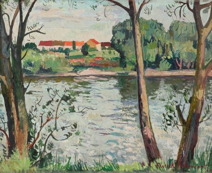 Franck INNOCENT (1912-1983)

Bord de Seine aux toits rouges, 1962
Huile sur toile.
Signée et datée en bas à droite.
Signée, datée et titrée au dos.
50 x 61 cm