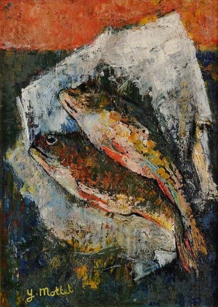 Yvonne MOTTET (1906-1968)

Nature morte aux poissons
Huile sur panneau.
Signée en bas à gauche.
37 x 28 cm
Provenance: 
Collection Bernard de Saint-Léger.