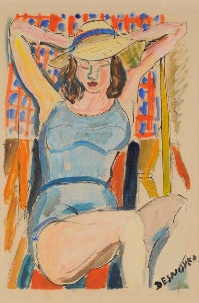 François DESNOYER (1894-1972)

Baigneuse au chapeau
Gouache.
Signée en bas à droite.
40 x 26.5 cm

L'?uvre figurera au Catalogue Raisonné actuellement en préparation.