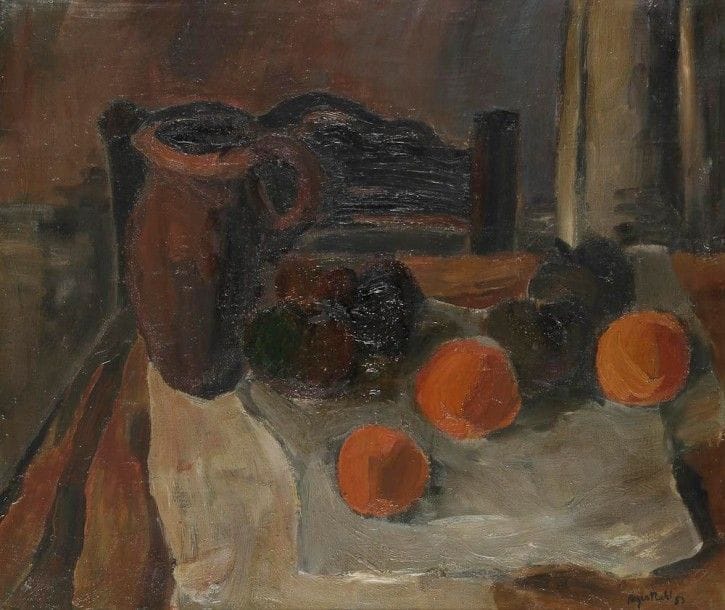 Roger MUHL (1929-2008)

Nature morte, 1953
Huile sur toile.
Signée et datée en bas à droite.
46 x 55 cm