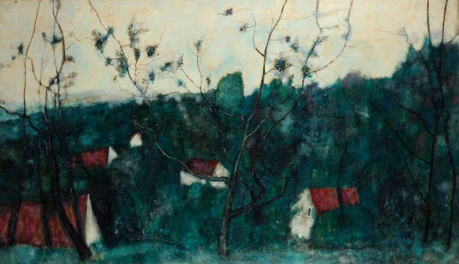 Bernard GANTNER (né en 1928)

L'Été à Vauxelles ou Petit village en Lizier, 1967
Huile sur toile.
Signée et datée en bas à droite.
Signée et datée au dos. Titrée sur le châssis.
114 x 196 cm