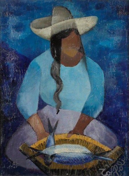 Louis TOFFOLI [franco-italien] (1907-1999)

Mexique, Vendeuses de poissons
Huile sur toile.
Signée en bas à droite.
Titrée au dos.
73 x 54 cm

Provenance: 
Collection de Madame D., Paris. Acquis directement à l'artiste en 1967.