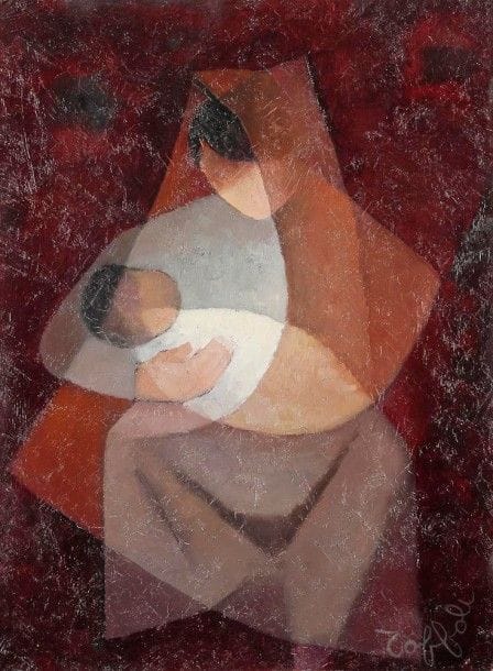 Louis TOFFOLI [franco-italien] (1907-1999)

Maternité au capuchon
Huile sur toile.
Signée en bas à droite.
Titrée au dos.
73 x 54 cm

Provenance: 
Collection de Madame D., Paris. Acquis directement à l'artiste en 1967.