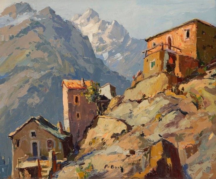 PIERRE BACH (1906-1971)

Corse, rue à Asco, 1950
Huile sur toile.
Signée en bas au milieu.
Signée, datée et située au dos.
46 x 55 cm