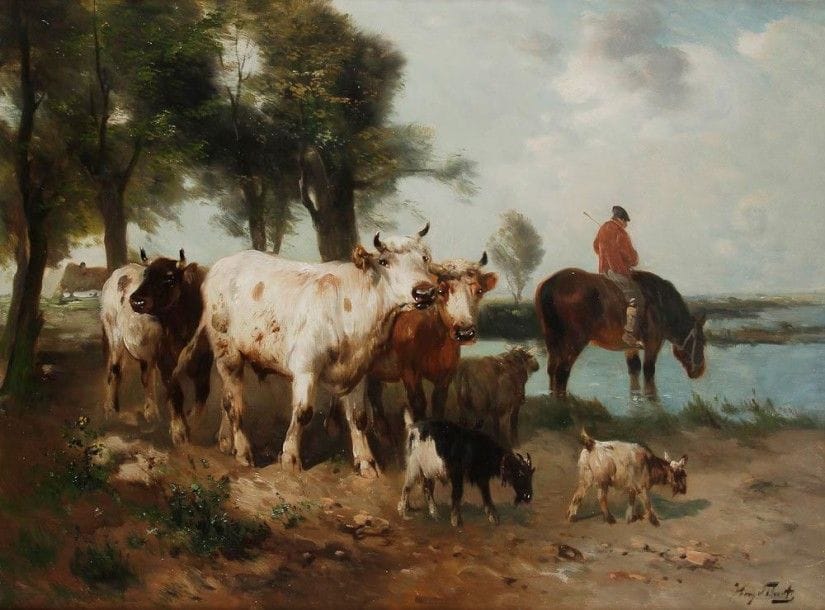 Henry SCHOUTEN (1864-1927)

Berger à cheval et son troupeau
Huile sur toile.
Signée en bas à droite.
73 x 100 cm