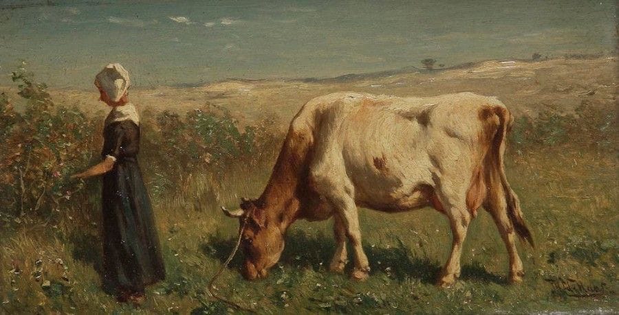 Johannes H. L. DE HAAS (1832-1908)

Bergère et sa vache
Huile sur panneau.
Signée en bas à droite.
16 x 28 cm