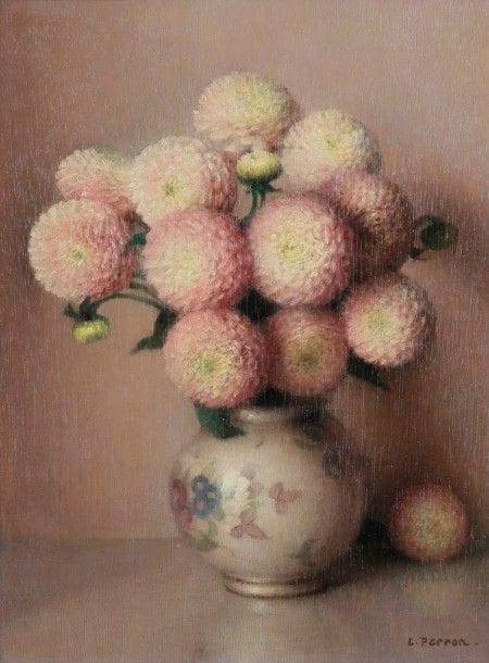 Charles C.F. PERRON (1893-1958)

Dahlias roses
Huile sur panneau.
Signée en bas à droite.
Signée, titrée et annotée Nantes au dos.
35 x 27 cm
Provenance: 
Galerie Mignon Massart, Nantes.