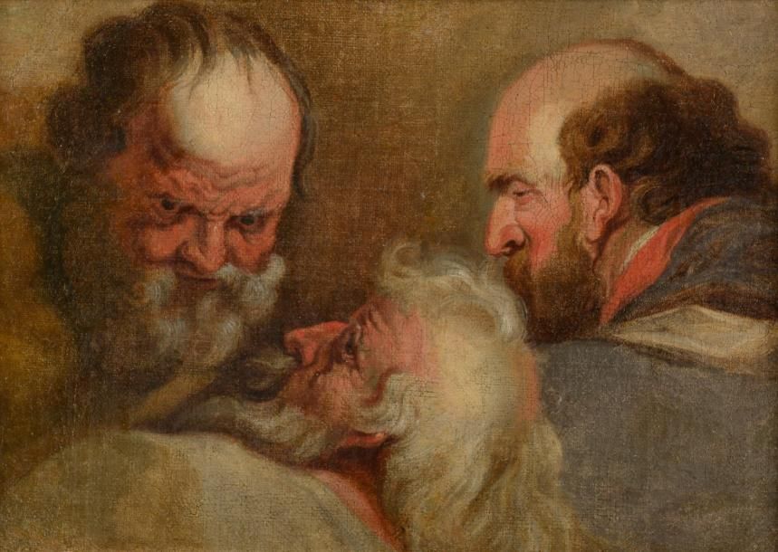 Ecole Flamande du XVIIIe siècle
Étude de têtes de vieillards. Toile. 19,5 x 27 cm
