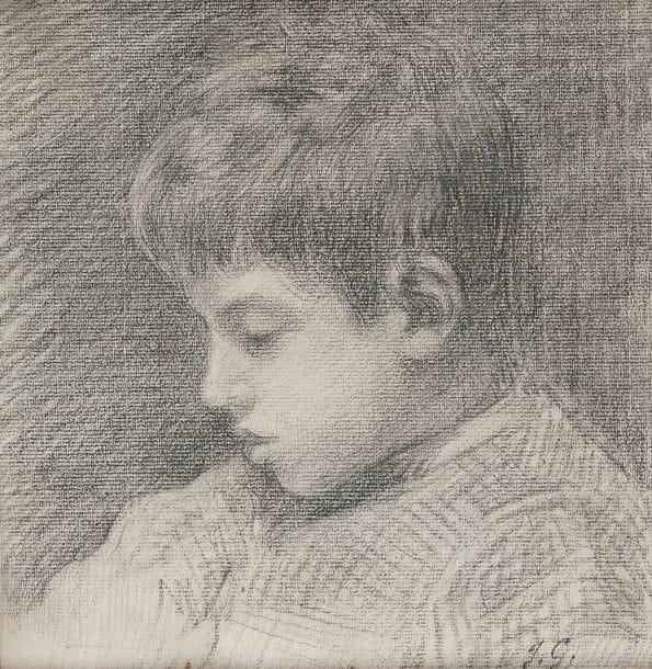 François Joseph GUIGUET (1860-1937)
Jeune garçon. Dessin au fusain Monogrammé en bas à droite 23 x 22.5 cm