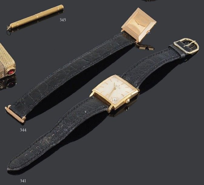 ZENITH
Montre d'homme en or jaune 18K, cadran carré, fond satiné, index bâtons, date à 4h, mouvement mécanique. Poids brut: 40,2 g