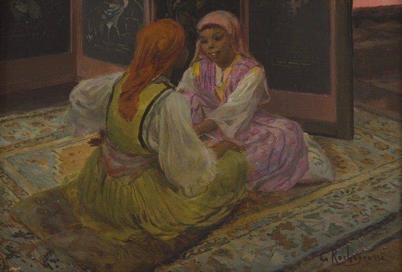 Georges-Antoine ROCHEGROSSE (1859-1938)
Deux femmes orientales
Huile sur panneau.
Signée en bas à droite.
16 x 24 cm
LOT RETIRÉ
