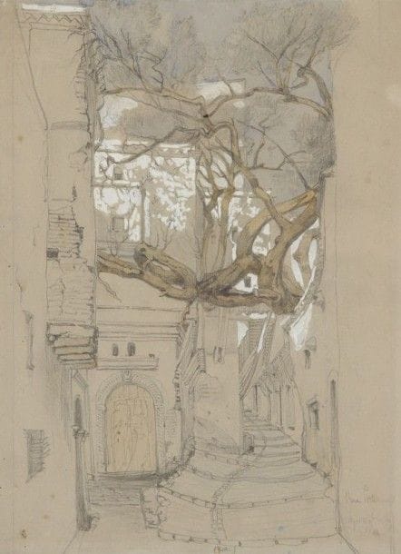 Gustave Désiré BOURNICHON (1818-1878)

Alger, rue de la Casbah (rue de la Porte Neuve), 1849
Dessin au crayon, aquarelle et gouache.
Signé, situé et daté en bas à droite.
24.5 x 18 cm
