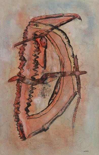 Alfred Otto Wolfgang SCHULZE dit WOLS (1913-1951)

Les Pattes de Homard, vers 1944
Dessin à l'encre et aquarelle.
Signé en bas à droite.
20,5 x 13,2 cm

Provenance: 
- Ancienne collection Fréville, Paris.
- Collection particulière, Saint-Cloud.

Exposition: 
Otto Wols, Galerie René Drouin, décembre-janvier 1945-46, reproduit au catalogue.

Bibliographie: 
- Shigeo Chiba, L'?uvre de Wols, Catalogue Raisonné, Paris, 1974, page 204.
- Philipp Gutbrod, Wols, les Travaux sur papier (catalogue des ?uvres), Thèse de doctorat ès lettres à l'Université de Heidelberg, 2003, n° A 755, reproduit.

Nous remercions le docteur Rathke d'avoir confirmé l'authenticité de cette ?uvre. Un certificat du docteur Ewald Rathke en date du 13 mars 2015 sera remis à l'acquéreur.
