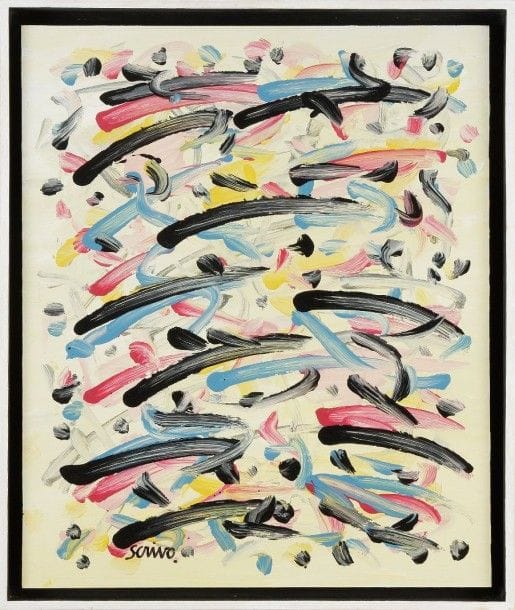 SCRIVO [belge] (né en 1942)

Life's different roads 280572, 1972
Acrylique, pigments et compaktuna sur isorel.
Signée en bas à gauche.
Signée, datée et titrée au dos.
60 x 50 cm.

Exposition: 
- Salon des artistes belges de l'An 2 000, Abbaye du Val Saint-Laurent..
- Benoot Gallery, 2004.

Bibliographie: 
L'?uvre sera incluse dans le Catalogue Raisonné actuellement en préparation.
Un certificat du Docteur Gloria Jiménez Tobon, Directrice de la Fondacion Scrivo, sera remis à l'acquéreur.
