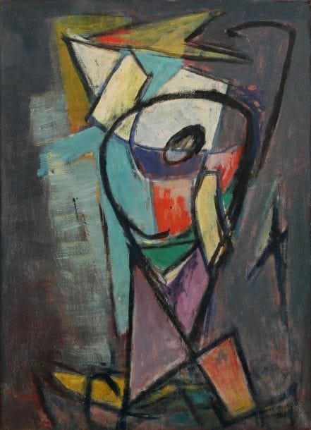 Jean-Dominique VILLERI (1896-1982)

Farfadet, 1946
Huile sur toile.
Signée en bas à gauche.
Signée, datée et titrée au dos.
(Restaurations en partie basse).
100 x 73 cm

Provenance: 
Vente Briest, Paris, 9 avril 1987, n° 112 reproduit au catalogue.

Exposition: 
- Salon des Réalités Nouvelles, 1946.
- Galerie Maeght, 1948.

