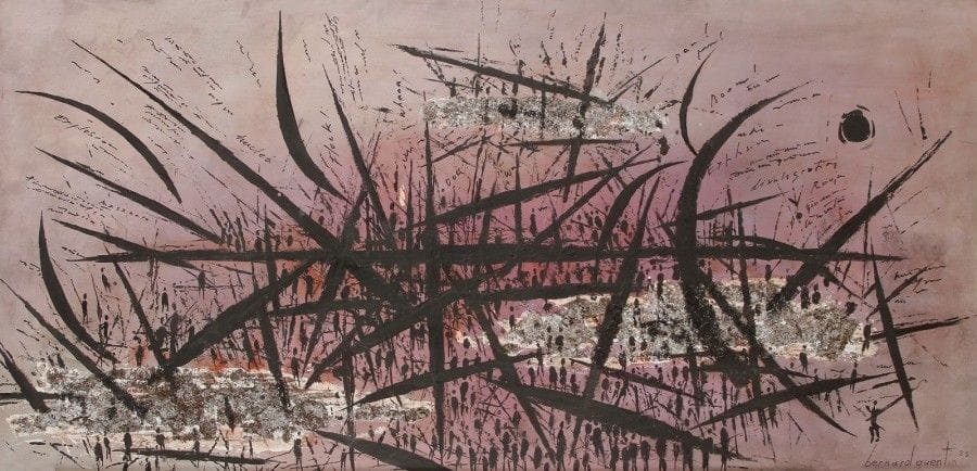 Bernard QUENTIN (né en 1923)

Signes épiques, 1953
Huile et techniques mixtes sur panneau.
Signée et datée en bas à droite.
90 x 185 cm

Provenance: 
Collection Alexis Quentin, Paris.

Bibliographie: 
Jean-Clarence Lambert et Pierre Restany, Bernard Quentin, Des graffitis aux monuments, Éditions Cercle d'Art, Paris, 1991, n°34, reproduit page 58.
