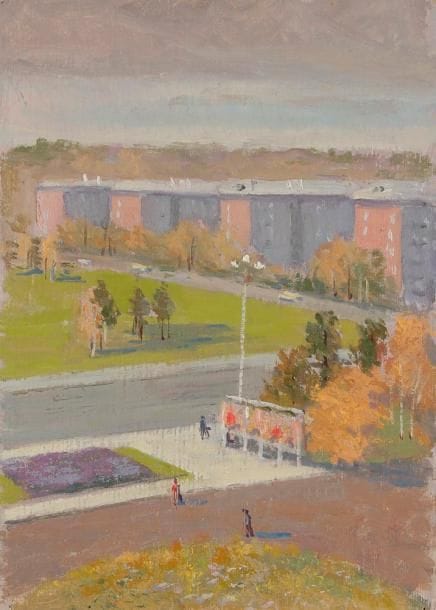 Vladimir Petrovitch TOMILOVSKY (1901-1990)
La Ville Huile sur carton. 49 x 33 cm