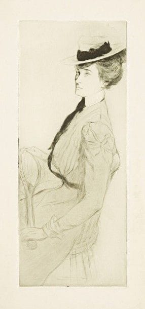 Edgar CHAHINE (1874-1947)

 Demoiselle au tennis. 1899. Pointe sèche. 154 x 379. Tabanelli 32. Très belle épreuve tirée en noir verdâtre sur vélin. Toutes marges. Tirage à environ 70 épreuves.