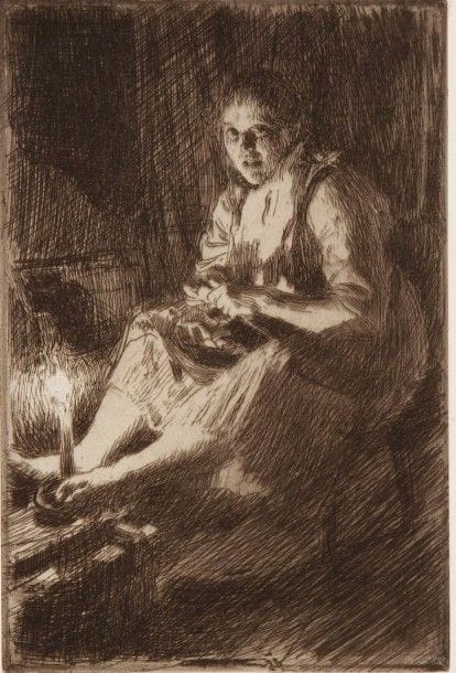 Anders Zorn (suédois, 1860-1920)

 Kersti, paysanne du Mora; Ida; Marcelin Berthelot. 1906. Eau-forte. Formats divers. Delteil 193, 195 et 204. Très belles épreuves sur vergé. Infimes rousseurs. Toutes marges. Ens. 3 p.