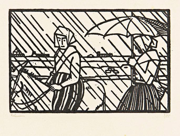 Jean-Emile LABOUREUR (1877-1943)

 Les Deux Noirmoutières. 1913. Bois gravé. 139 x 90. Laboureur 704. Très belle épreuve sur japon mince, signée et numérotée au crayon. Toutes marges. Tirage à 25 épreuves.
