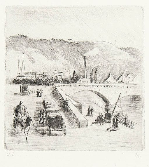 Camille PISSARRO (1830-1903)

 Quai de Paris, à Rouen. 1896. Pointe sèche. 175 x 180. Delteil 123. Très belle et fraîche épreuve sur vergé ancien azuré, l'une des 13 du tirage posthume, timbrée (Lugt 613e) et numérotée au crayon. Toutes marges. Tirage total à environ 27 épreuves (dont seulement 14 du vivant de l'artiste).