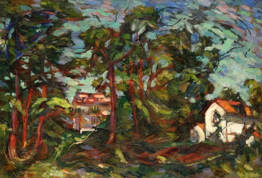 Vladimir Davidovitch BARANOFF-ROSSINÉ

Maisons sur le bassin d'Arcachon
Huile sur toile. Signée en bas à droite.
Avec un certificat-photo de Dimitri Baranoff-Rossiné, fils de l'artiste, en date du 2 août 2004.
Restaurations.
50 x 73 cm
