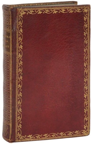 [HOLBACH (Paul Henri Dietrich)]

La Contagion sacrée, ou histoire naturelle de la superstition. 
Londres, 1768. ? 2 tomes en un volume in-8, (2 ff. premier blanc), 169 pp.; (2 ff.), 184 pp. Maroquin rouge, roulettes et filets dorés en encadrement sur les plats, dos lisse orné à la grotesque, chiffre en queue, roulette dorée sur les chasses, tranches dorées sur marbrure (reliure de l'époque). 
Édition originale très rare de cet ouvrage qui, bien que présenté comme une traduction de l'anglais, est une ?uvre originale du savant et philosophe matérialiste le baron d'Holbach (1723-1789). 
Il s'agit d'un écrit contre la religion chrétienne; il sera condamné en août 1770, par arrêt du Parlement de Paris, à être lacéré et brûlé. Il se divise en quinze chapitres dont certains titres sont éloquents: Origine de la Superstition; la terreur en fut toujours la base. - Des différentes Religions; il ne peut y en avoir de véritable. Des Révélations. - Alliance de la Tyrannie & de la Superstition. - De la corruption des m?urs & des préjugés introduits par le Despotisme & la Superstition. - De la Tolérance; elle est incompatible avec les principes fondamentaux de toute Religion. - De l'influence de la Religion sur la Morale; la Religion ne peut en être la base. - Des prétendus devoirs, des pratiques & des fausses vertus de la Religion. Dangers des Expiations. - De l'influence de la Religion sur le bonheur des individus; elle les rend très-malheureux. Etc. 
Très bel exemplaire en maroquin rouge de l'époque, portant au dos le chiffre ABV non identifié. 
Provenance: chiffre ABV de l'époque sur le dos. - Maunoury, avec ex-libris. - Yves Lévy (cat. 17 mars 2006, n° 253). - Cachet PHP sur le second feuillet blanc