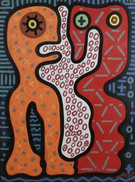 DUZY (XXe siècle)

Femme, homme et enfant
Acrylique sur toile.
Signée en bas à droite.
130x97 cm