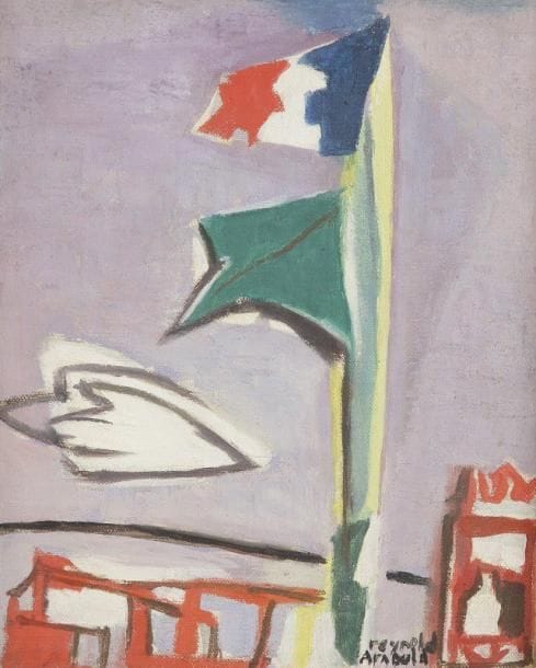 Reynold ARNOULD (1919-1980)

Le Mât du Yacht Club, vers 1955
Huile sur toile.
Signée en bas à droite.
27x22 cm