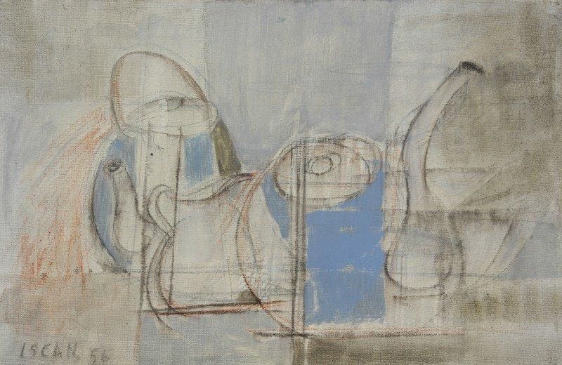 Ferit ISCAN [turc] (1931-1986)

Nature morte, 1956
Huile sur toile.
Signée et datée en bas à gauche.
21x41 cm
