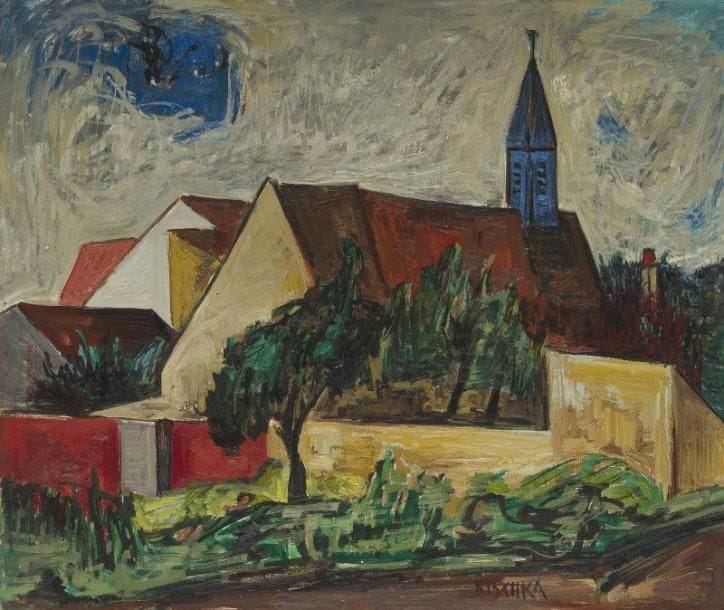Isis KISCHKA (1908-1973)

L'Église du village
Huile sur toile.
Signée en bas à droite.
46x55 cm