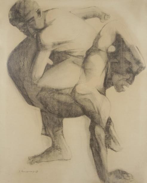 Jean LAMOUROUX (1933-2008)

Personnages, 1963
Fusain.
Signé et daté en bas à gauche.
(Plis).
146x114 cm