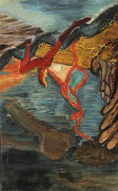 Nina NEGRI (1909-1981)

La Flamme, 1936
Huile sur toile.
Signée, datée et titrée postérieurement par l'artiste au dos.
23x14 cm