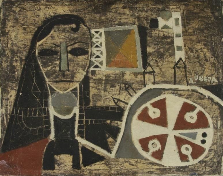Augustin UBEDA (1925-2007)

Femme dans la ville, vers 1957
Huile sur toile.
Signée en bas à droite.
(Petits manques).
55x66 cm
