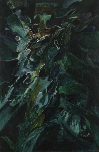 Jean CLERTE (Né en 1930)

Crépuscule, n°4, 1962
Huile sur toile.
Signée et datée en bas à droite,
Titrée au dos sur le châssis.
146x97 cm