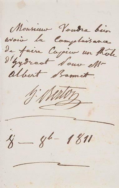 Musique. 12 L.A.S., XIXe-XXe siècle.{BR} Henri Berton (1811), Ernest Boulanger (2, une sur ses «émotions» et la réussite de «la petite Baron»), Alfred Bruneau (1898, à propos d'une partition de Borodine), Francis Casadesus (1940, au sujet de ses London Sketches), Gustave Charpentier (plus carton pour ses funérailles), Édouard Colonne (plus un programme), Camille Erlanger (1897), Félix Le Couppey (pour une audition de jeunes élèves), Giuseppe Poniatowski (à Emilia qui va chanter son Jirittommo), Henri Sauguet, Jacques Thibaud.{BR}
