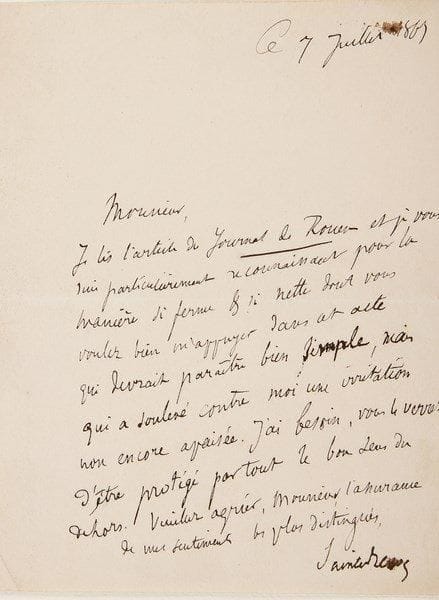 DIVERS
37 Lettres ou pièces, la plupart L.A.S., la plupart au peintre Auguste Charpentier ou au journaliste Édouard Degouve de Nuncques.{BR} Juliette Adam (7 à son portraitiste, dont 2 signées de son nom de jeune fille Juliette Lamber, plus 3 de ses parents), Jean-Baptiste Baujault (3, plus une photo de sculpture dédicacée), Charles Blanc (2, à propos d'une commande), Bocage (2), général Paul Faure-Biguet, Louis-Antoine Garnier-Pagès (2), Jules Grévy, Émilie Guyon (2, à propos du portrait de son mari), Hirohito (programme signé, 1921), Félicien Mallefille (2) Henri Martin, le vaudevilliste Jules Renard (2), Gabriel Reuillard, Alexandre Ribot, Paul Romilly (poème), Sainte-Beuve, Jules Simon (2, une avec minute de la réponse de Degouve de Nuncques de la prison de Rouen), Jean-Louis Vaudoyer (2), Richard Wallace, etc.{BR}
