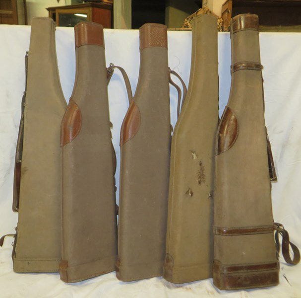 Lot de 5 étuis jambon dont 4 toilés et 1 en cuir